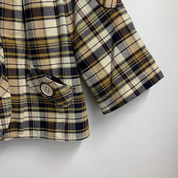 7 For All Mankind Women's‎ Plaid Cotton Hooded Button Up Swing Jacket Size S - Picture 4 of 11